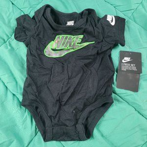 Nike Infant 3 Months Black Green One Piece Overall Shirt